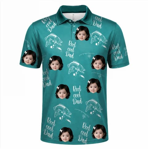 Reel Cool Dad - Personalized Photo Polo Shirt