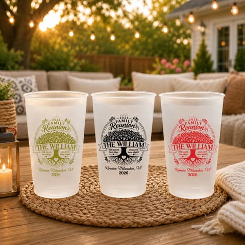 Family Reunion Party Favors, Family Tree, Our Roots Run Deep Our Love Runs Deeper - Personalized Cups