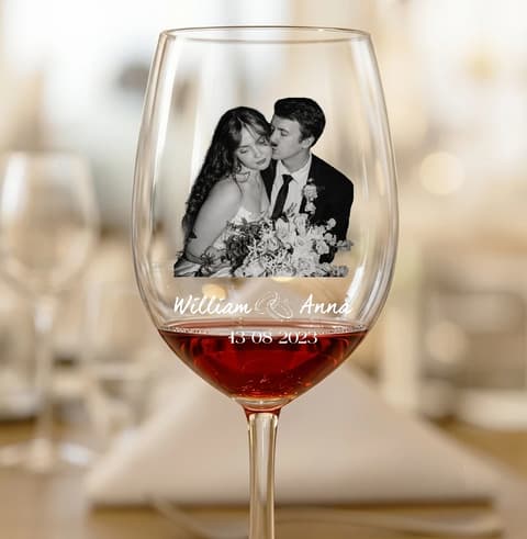 Custom Photo Couples Anniversary - Personalized Wine Glass