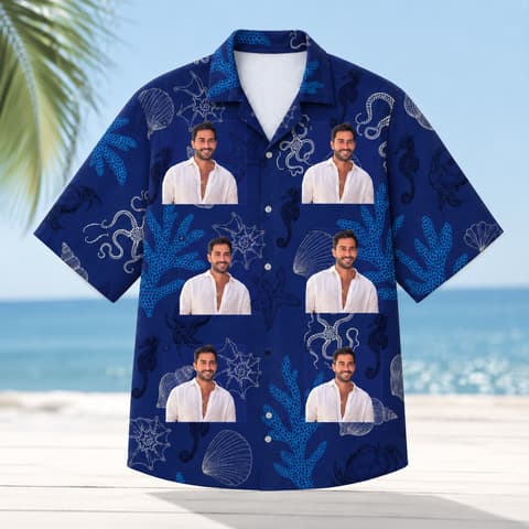 Coral Reef Hawaiian Shirt Tropical - Personalized Custom Photo Beach Shirt