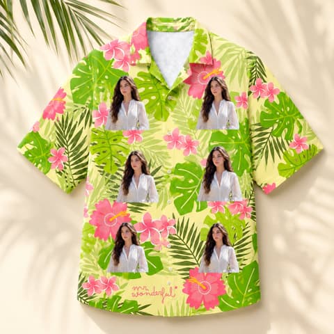 Hibiscus Flower Beach Shirt - Custom Portrait Hawaiian Shirt