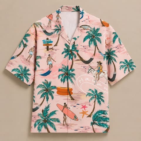 Personalized Custom Photo Hawaiian Shirt Tropical Palm Sunset Human Pet Vacation Gift