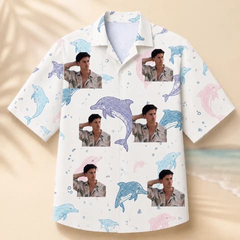 Dolphin Ocean Hawaiian Shirt - Custom Portrait Beach Hawaiian Shirt