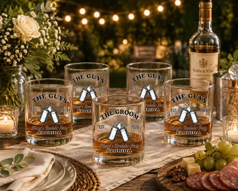 The Groom & The Guys Whiskey Glass, Bachelor Party Whiskey Glasses, Groom Squad Drink Sleeve, Custom Bachelor Party Favor