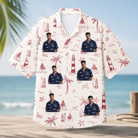 Nautical Coastal Hawaiian Shirt - Personalized Portrait Hawaiian Shirt