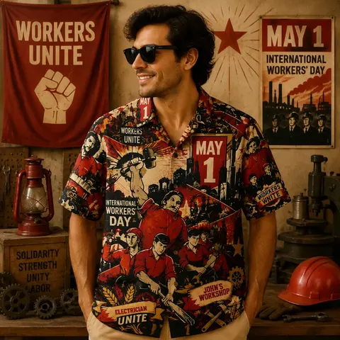 "Workers Unite - May 1" Vintage Aloha Shirt