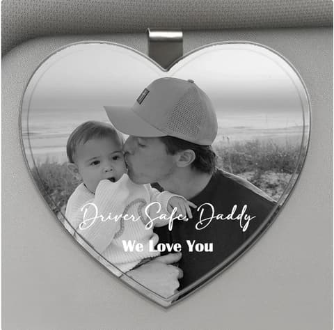 Custom Photo Drive Safe We Love You Lovely Family - Personalized Custom Shaped Acrylic Car Visor Clip