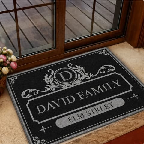 Family Monogram With Address Vintage Decor - Personalized Doormat