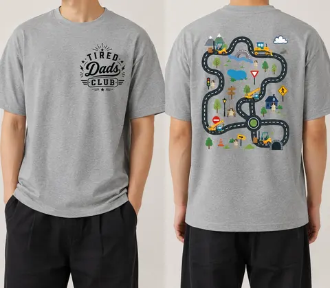 Tired Dads Club Construction Car Track Massage Funny Father Day Gifts For Dad - Personalized Shirt