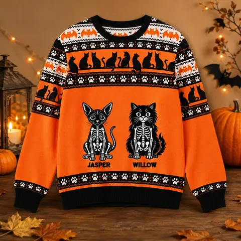 Personalized Halloween Cat Sweatshirt Choose Your Cat Character