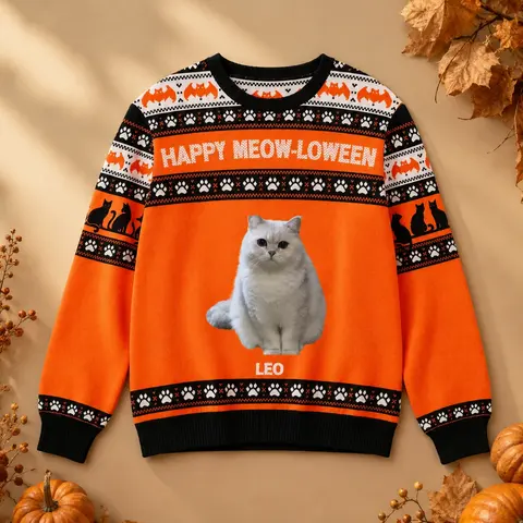 Personalized Spooky Halloween Sweater Custom Portrait And Name Gift