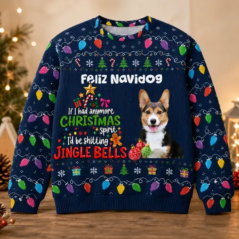 Feliz Navidad Dog Christmas Sweatshirt - Custom Pet Portrait Christmas Sweater