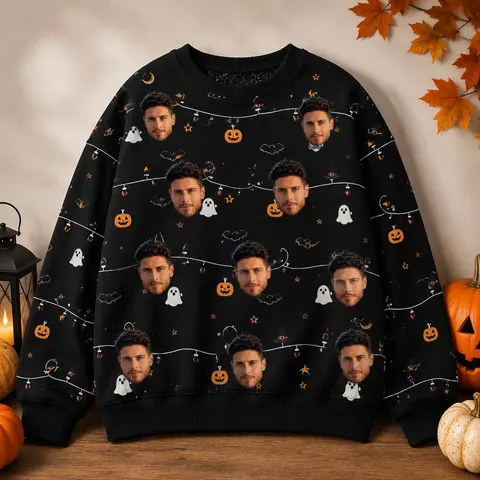 Personalized Spooky Season Sweatshirt Custom Face Halloween Outfit