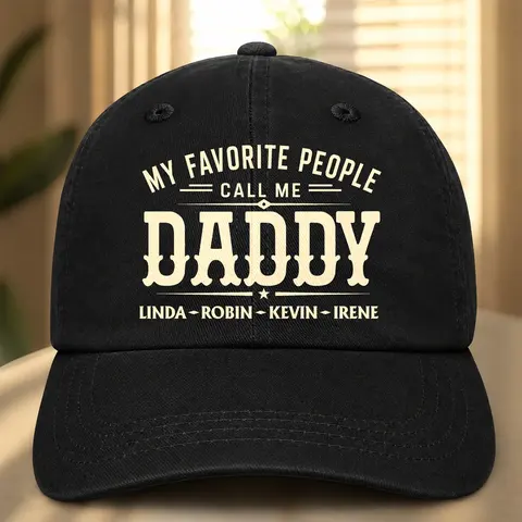My Favorite People Call Me Papa - Personalized Vintage Washed Denim Cap