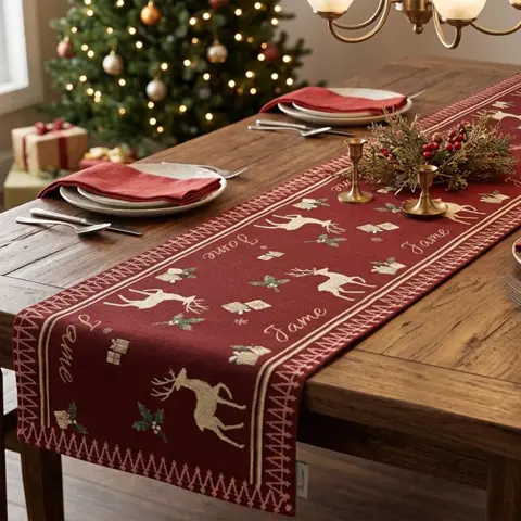 Family Name Word Christmas Theme - Personalized Table Runner