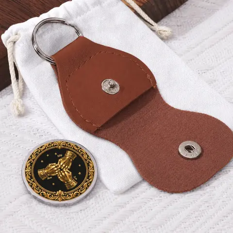 3d Metal Effect Once A Brother Always A Brother - Personalized Leather Pocket Hug