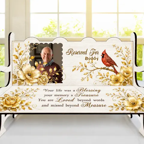 Custom Photo Your Life Was A Blessing - Memorial Gift For Family, Friends, Siblings - Personalized Memorial Bench
