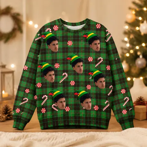 Personalized Christmas Sweatshirt Upload Your Face Custom Holiday Gift