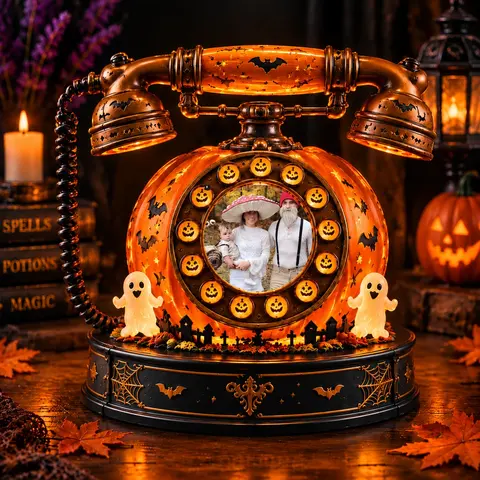 Personalized "Vintage Telephone" Family Photo Halloween Led Night Light