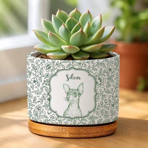 Custom Photo Pencil Sketch Dog Cat Pet Portrait Toile - Personalized Plant Pot