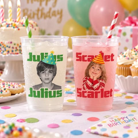 Custom Photo Birthday Vintage Portrait - Personalized Frosted Cups