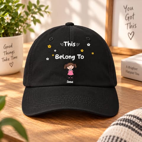 Stick Figures This Grandpa Dad Belongs To Kids Pet - Personalized Vintage Washed Denim Cap