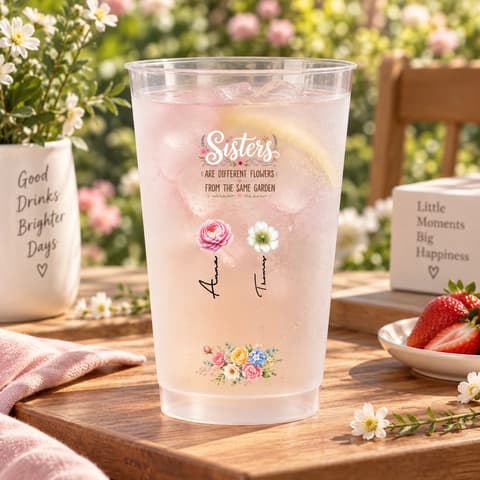 Personalized Sisters Floral Tumbler, Sisters Are Different Flowers From The Same Garden Cup, Custom Sister Gift