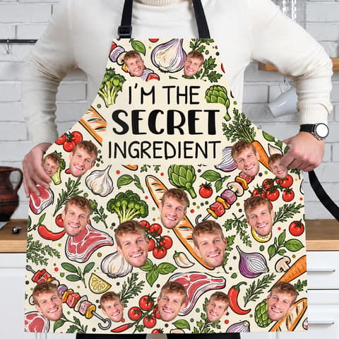 Wander Prints Custom Photo I'M The Secret Ingredient - Birthday, Anniversary, Funny Gift For Men, Husband, Boyfriend, Dad - Personalized Apron