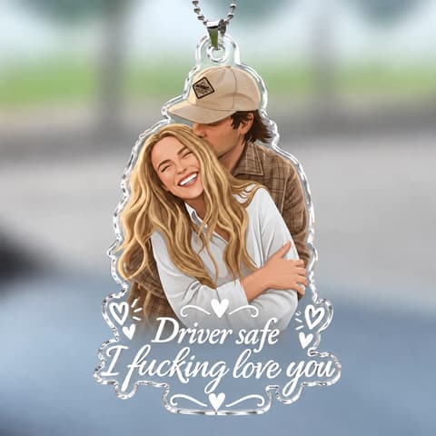 Custom Faceless Portrait Car Ornament, Anniversary Gifts For Him, Her - Personalized Keychain