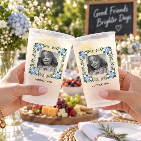 Party Cups Custom Vintage Photo For Birthday Party Favors - Personalized Cups