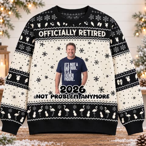 Custom Photo Retirement Christmas Sweater - Personalized Retired Ugly Sweatshirt
