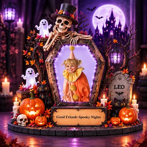 Personalized "Spooky Coffin" Kids Photo Halloween Led Night Light
