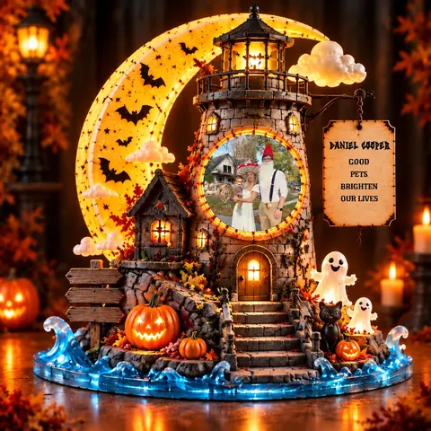 Personalized "Ghost Ship" Kids Photo Halloween Led Night Light