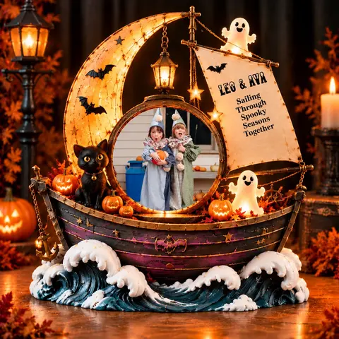 Personalized "Ghost Ship" Kids Photo Halloween Led Night Light
