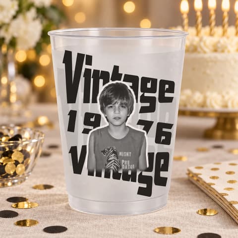 Birthday Party Favors Custom Vintage Photo And Year, Childhood Photo - Personalized Cups