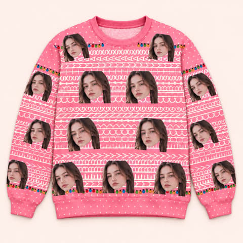 All Over Print Christmas Sweater - Personalized Christmas Ugly Sweatshirt With Face Photo
