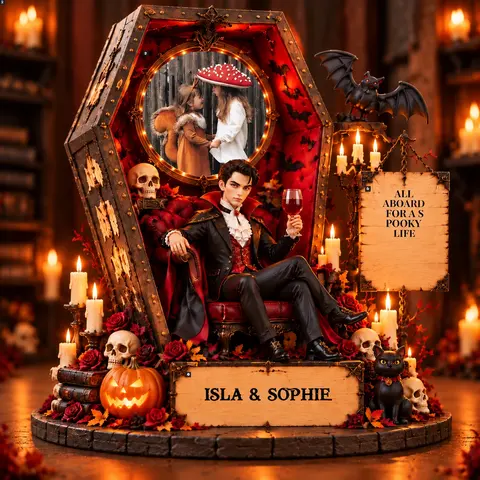 Personalized "Vampire Coffin" Kids Photo Halloween Led Night Light