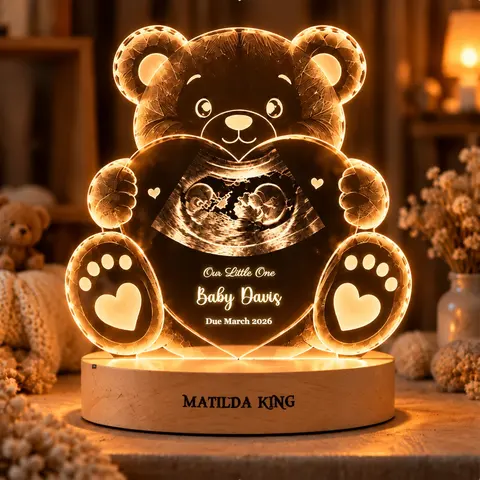 Personalized "Ultrasound Teddy Bear" Baby Photo Halloween & Keepsake Led Night Light