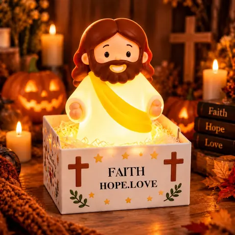 Personalized "Jesus Faith Hope Love" Keepsake Led Night Light