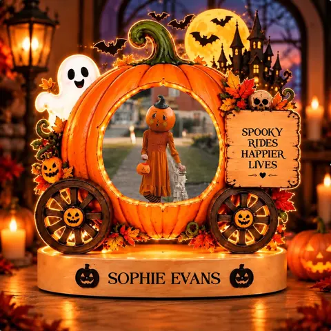 Personalized "Pumpkin Carriage" Kids Photo Halloween Led Night Light