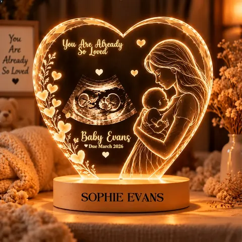Personalized "Mother & Baby Heart" Ultrasound & Keepsake Led Night Light