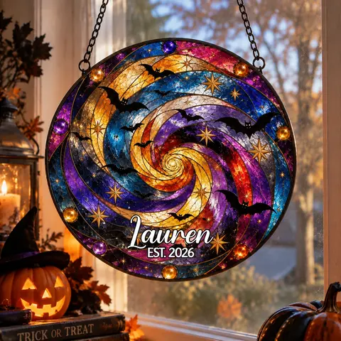 Custom Spiral Bat Suncatcher 2026 Name