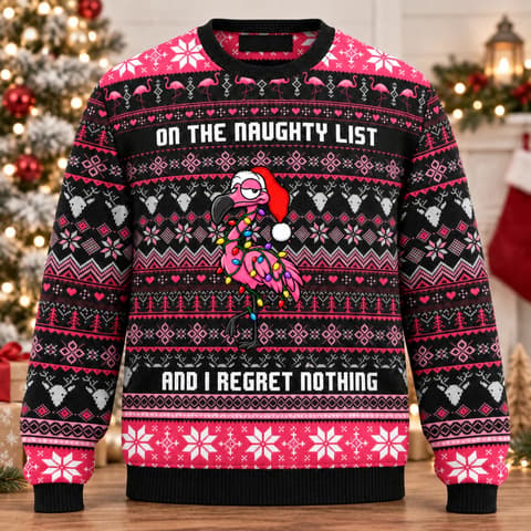 Naughty List Christmas Sweater - Personalized Halloween Ugly Sweatshirt With Custom Clipart