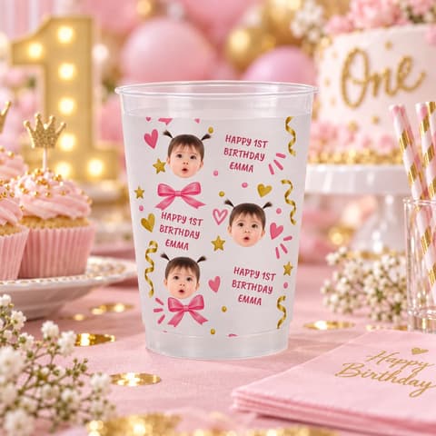 Kid Birthday Party Favors Cup, Family Birthday - Custom Cute Face - Personalized Cups