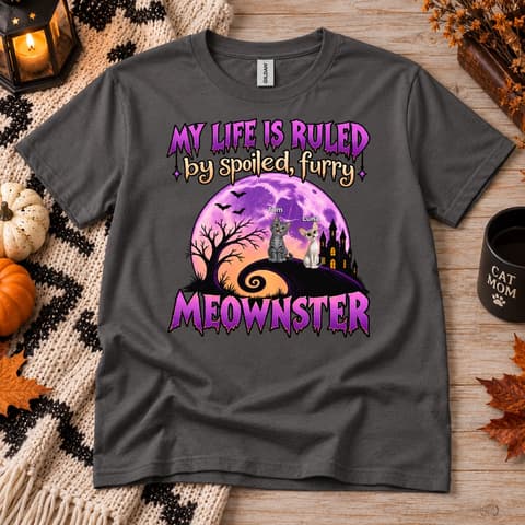 Personalized Cat Lover Halloween T-Shirt Custom Characters And Names, Spoiled Furry Meowmonster Tee