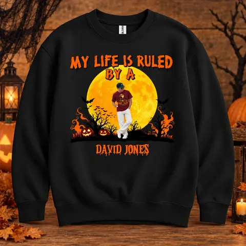 Custom Photo Sweatshirt Personalized Name “My Life Is Ruled By A” Funny Halloween Gift