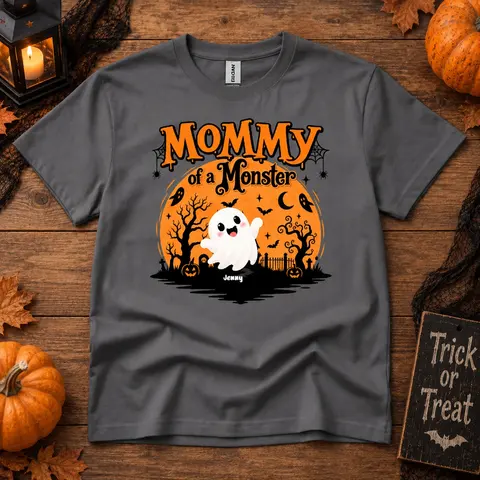Mommy Of A Monster Shirt Custom Name Cute Ghost Halloween Tee Shirt