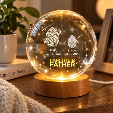 Moon Phase I Am Their Father - Personalized Crystal Globe Lamp