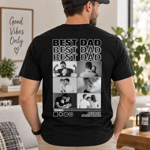 Personalized Best Dad Photo Shirt, Custom Fathers Day Collage Tee, Personalized Husband Gift From Wife, Kids Picture Collage T-Shirt