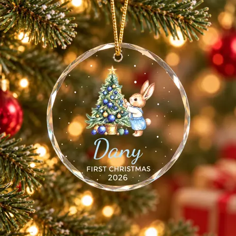 Baby'S First Christmas Rabbit Ornament, Personalized Christmas Ornament With Baby'S Name, 2026 Christmas Keepsake For Baby, Gift Ornament For A Grandchild.